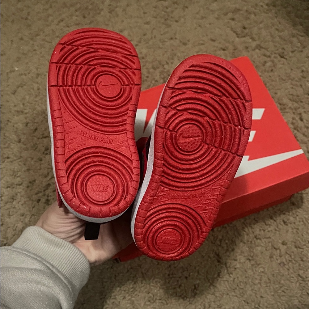 Nike Kids Black and Red High-Top Sneakers - Picture 3 of 4